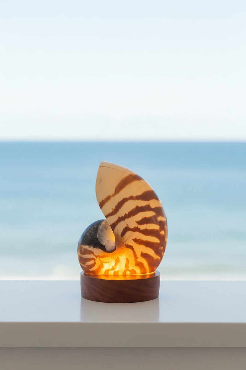 Small Nautilume | Round Hardwood Base